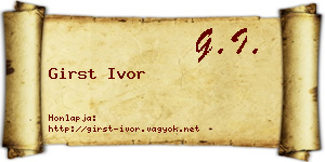 Girst Ivor névjegykártya